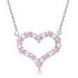 Open Heart Diamond & Pink Sapphire Necklace 14k White Gold (0.65ct)