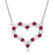 Open Heart Diamond & Ruby Pendant Necklace 14k White Gold (0.65ct)