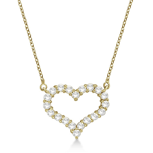Open Heart Diamond Pendant Necklace 14k Yellow Gold (0.50ct)