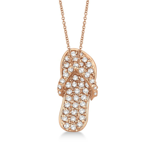 Lab Diamond Flip Flop Pendant Necklace 14k Rose Gold (0.50ct)