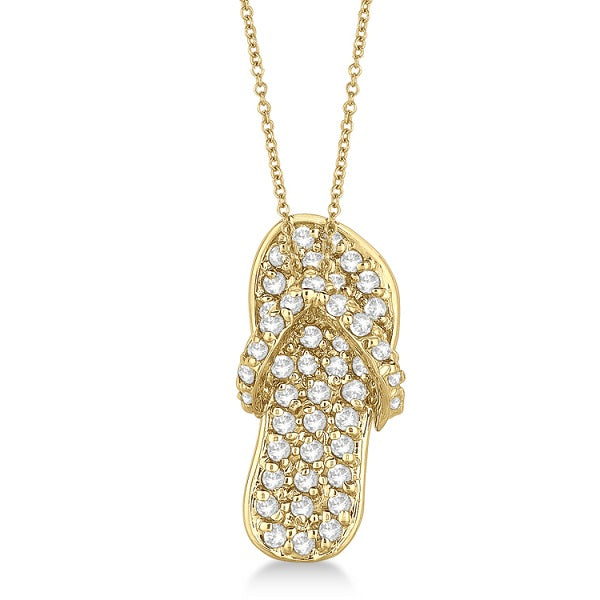 Lab Diamond Flip Flop Pendant Necklace 14k Yellow Gold (0.50ct)