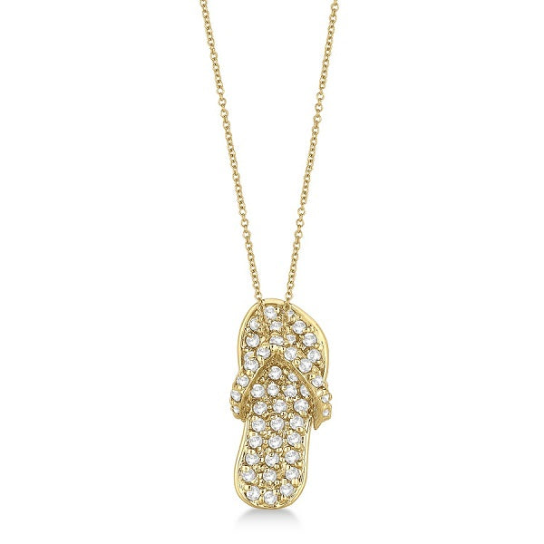 Lab Diamond Flip Flop Pendant Necklace 14k Yellow Gold (0.50ct)