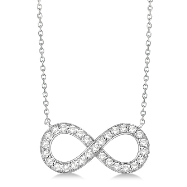 Pave Diamond Infinity Twist Pendant Necklace 14k White Gold (1.02ct)