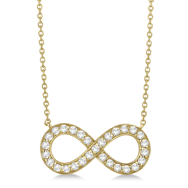 Pave Diamond Infinity Twist Pendant Necklace 14k Yellow Gold (1.02ct)
