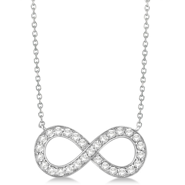 Pave Diamond Infinity Twist Pendant Necklace 14k White Gold (0.37ct)