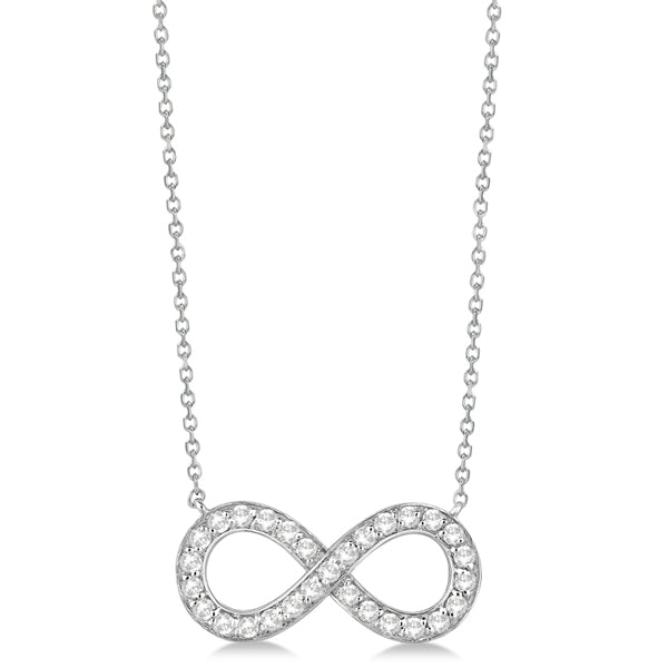 Pave Diamond Infinity Twist Pendant Necklace 14k White Gold (0.37ct)