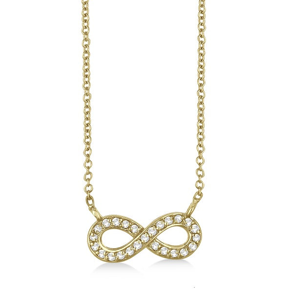 Pave-Set Diamond Infinity Pendant Necklace 14K Yellow Gold (0.20ct)