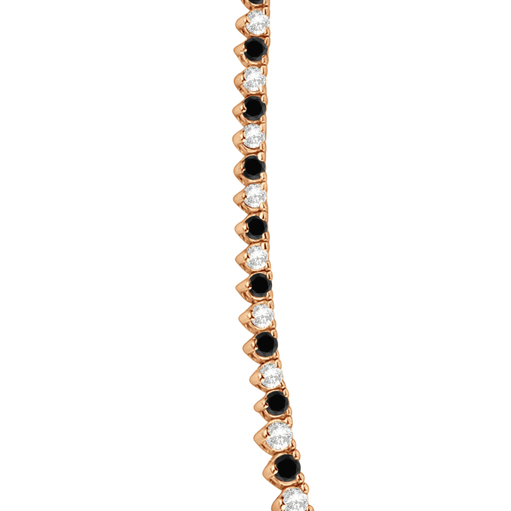 Graduated Eternity Black & White Diamond Tennis Necklace 14k Rose Gold (5.25ct)