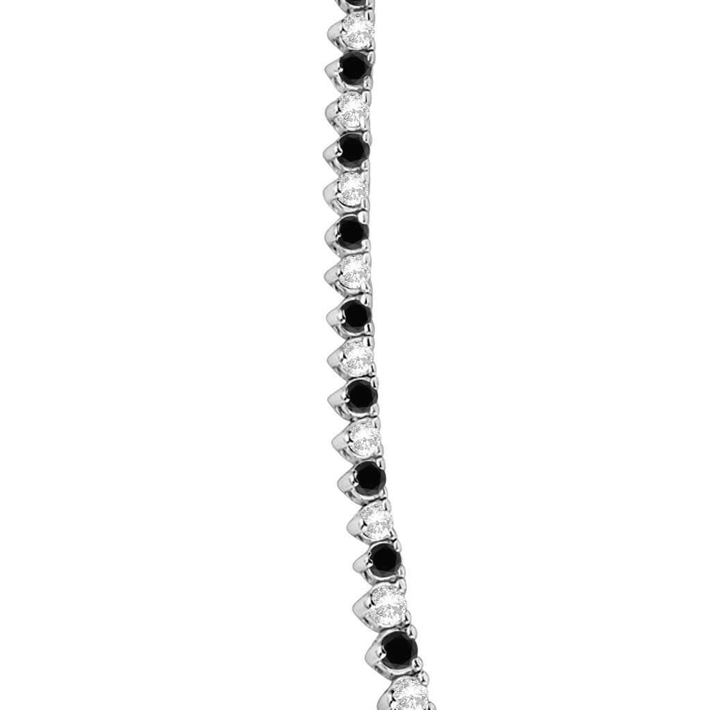 Graduated Eternity Black & Lab White Diamond Tennis Necklace 14k White Gold (5.25ct)