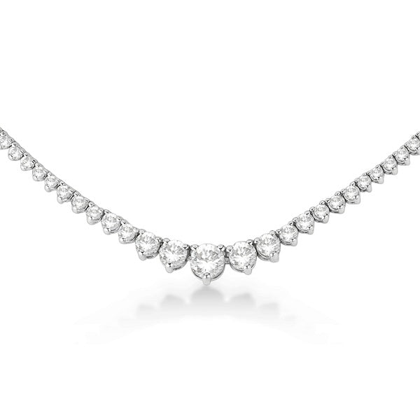 Graduated Eternity Diamond Tennis Necklace 14k White Gold (5.25ct)