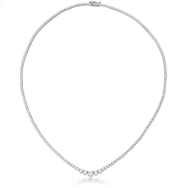 Graduated Eternity Diamond Tennis Necklace 14k White Gold (5.25ct)
