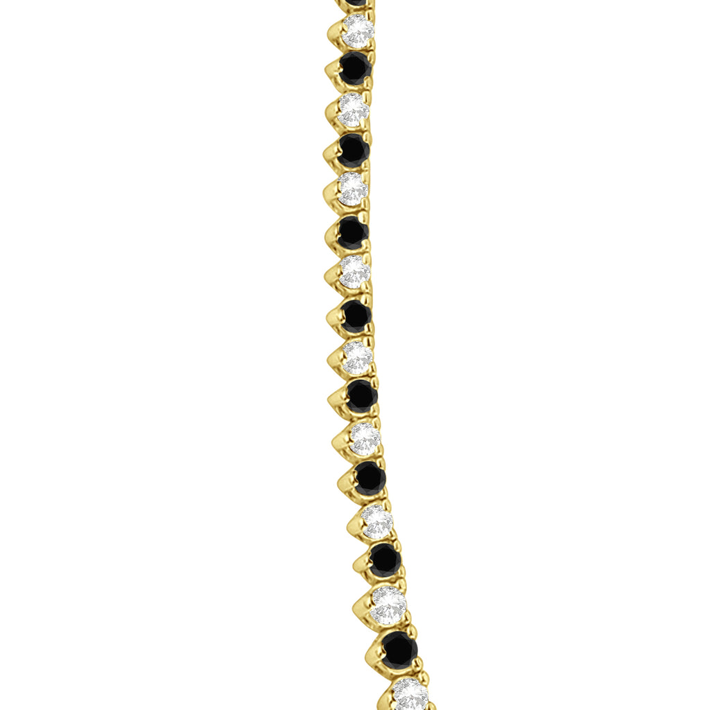 Graduated Eternity Black & Lab White Diamond Tennis Necklace 14k Yellow Gold (5.25ct)