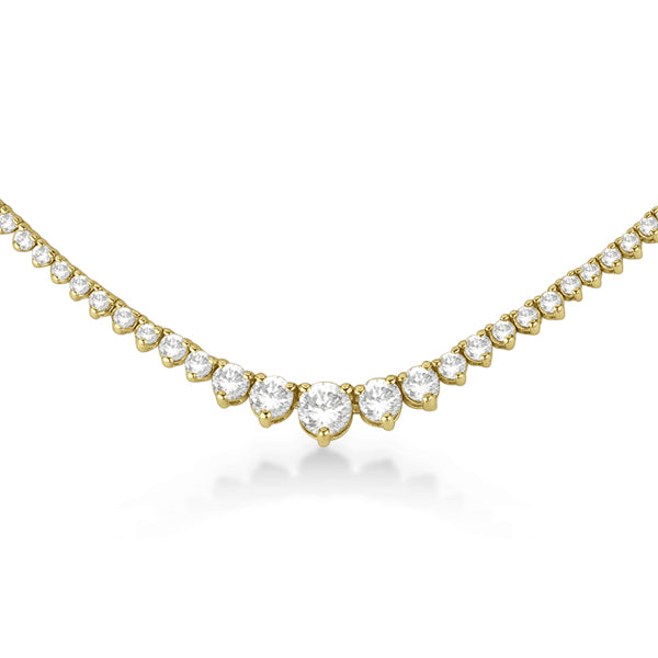 Graduated Eternity Diamond Tennis Necklace 14k Yellow Gold (5.25ct)