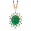 Oval Emerald and Diamond Pendant Necklace 14k Rose Gold (3.60ctw)