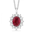 Oval Ruby & Diamond Pendant Necklace 18k White Gold (3.60ctw)