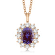 Oval Lab Alexandrite and Diamond Pendant Necklace 14k Rose Gold (3.60ctw)