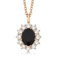 Oval Black & White Diamond Pendant Necklace 14k Rose Gold (2.80ctw)