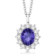 Oval Tanzanite & Diamond Lady Di Pendant 14k White Gold (3.60ctw)