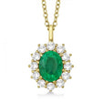Oval Lab Emerald and Lab  Diamond Pendant Necklace 14k Yellow Gold (3.60ctw)