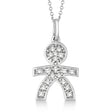 Pave-Set Diamond Boy Shape Pendant Necklace 14K White Gold (0.15ct)