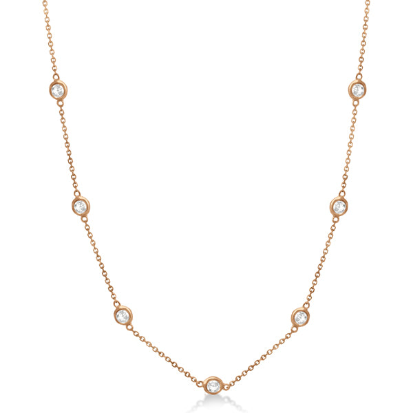 Diamond Station Necklace Bezel-Set 14K Rose Gold (0.15ct)