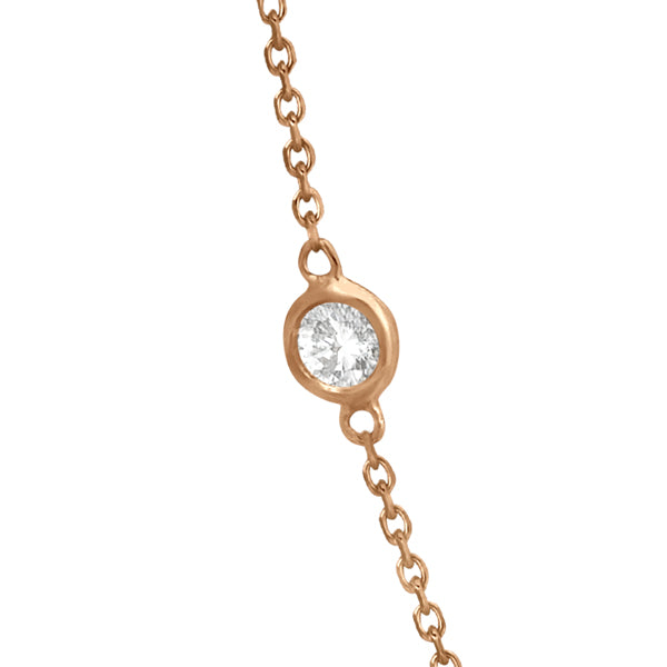 Lab Grown Diamond Station Necklace Bezel-Set 14K Rose Gold (0.50ct)