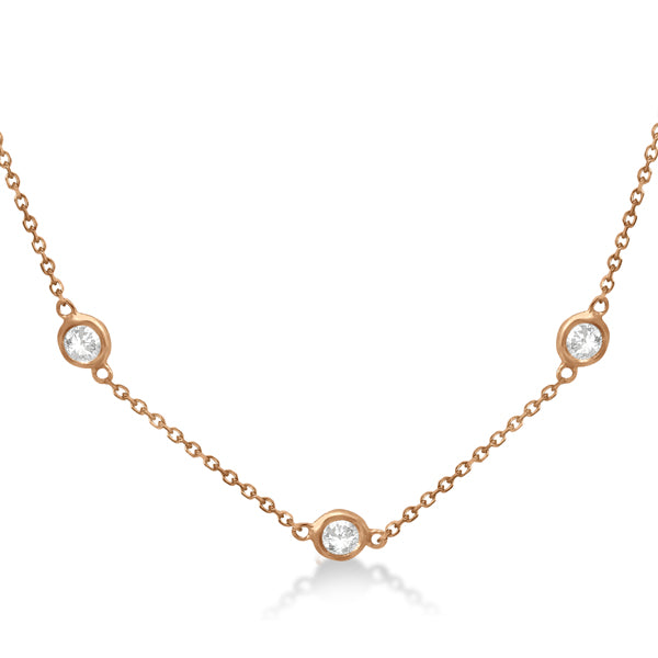 Lab Grown Diamond Station Necklace Bezel-Set 14K Rose Gold (1.00ct)