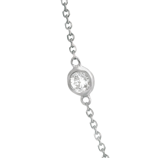Lab Grown Diamond Station Necklace Bezel-Set 14K White Gold (0.25ct)
