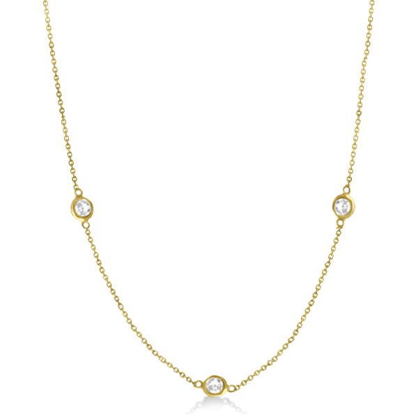 Diamond Station Three Stone Bezel-Set Necklace 14k Yellow Gold (1.00ct)