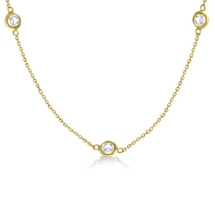 Diamond Station Three Stone Bezel-Set Necklace 14k Yellow Gold (1.00ct)