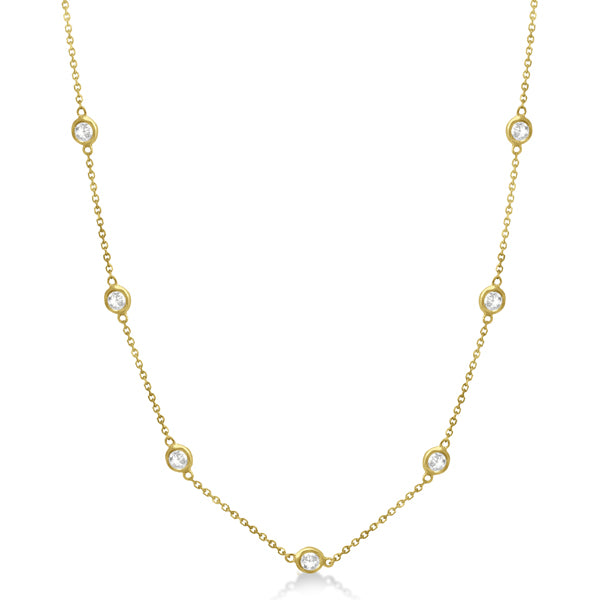 Lab Diamond Station Necklace Bezel-Set 14K Yellow Gold (1.00ct)
