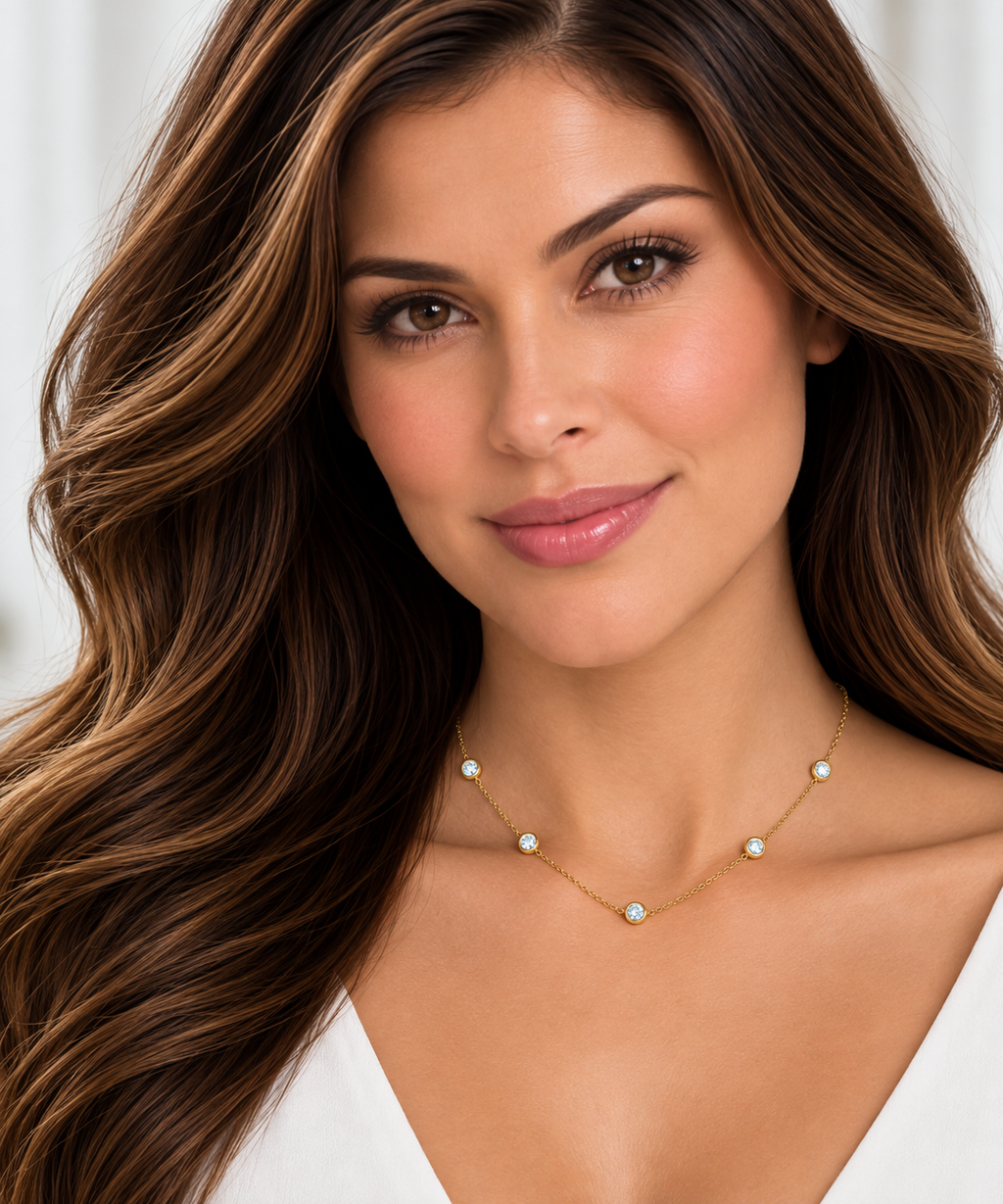 Lab Diamond Station Seven Stone Bezel-Set Necklace 14k Yellow Gold (2.00ct)
