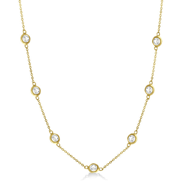 Lab Diamond Station Seven Stone Bezel-Set Necklace 14k Yellow Gold (3.00ct)