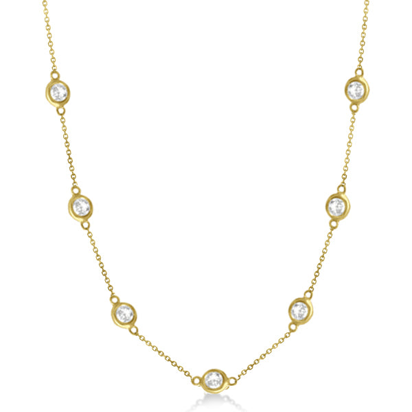 Lab Diamond Station Seven Stone Bezel-Set Necklace 14k Yellow Gold (5.00ct)