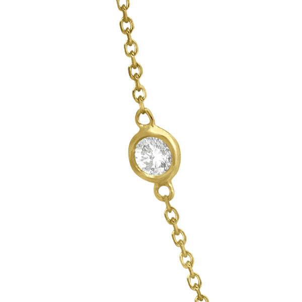 Lab Diamond Station Seven Stone Bezel-Set Necklace 14k Yellow Gold (5.00ct)