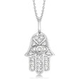 Diamond Hamsa Pendant Necklace 18k White Gold (0.16ct)