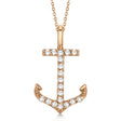 Anchor Diamond Pendant Necklace 14K Rose Gold (0.10ct)