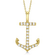Anchor Diamond Pendant Necklace 14K Yellow Gold (0.10ct)