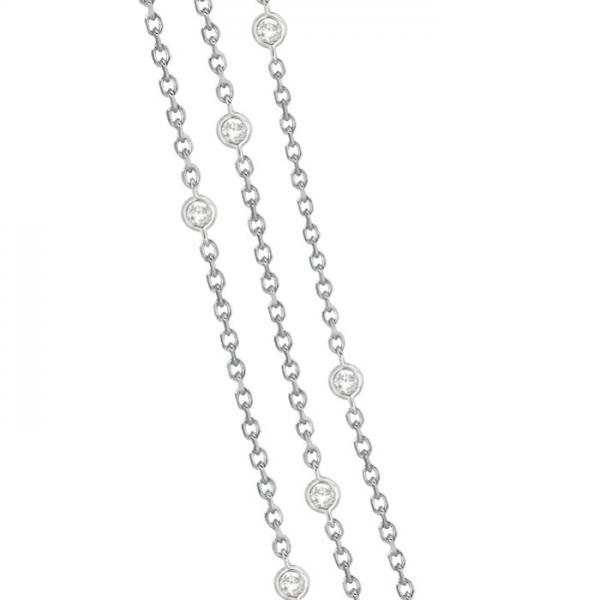 Three-Strand Diamond Station Necklace in 14k White Gold (1.40ct)