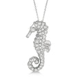 Lab Diamond Seahorse Pendant Necklace 14k White Gold (0.29ct)