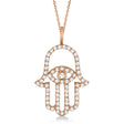 Diamond Hamsa Evil Eye Pendant Necklace 14k Rose Gold (0.51ct)