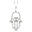 Diamond Hamsa Evil Eye Pendant Necklace 14k White Gold (0.51ct)