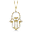 Lab Diamond Hamsa Evil Eye Pendant Necklace 14k Yellow Gold (0.51ct)