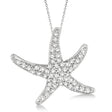 Lab Diamond Starfish Pendant Necklace 14k White Gold (0.55ct)