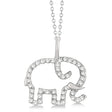 Elephant Diamond Pendant Necklace 14K White Gold (0.22ct)