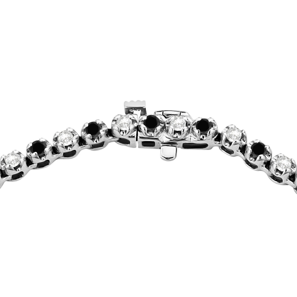 Eternity Black & White Diamond Tennis Necklace 14k White Gold (10.35ct)