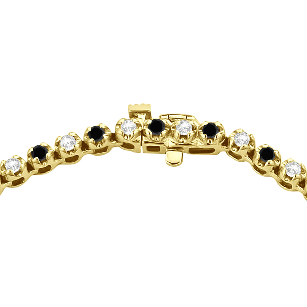Eternity Black & White Diamond Tennis Necklace 14k Yellow Gold (10.35ct)
