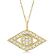 Evil Eye Diamond Pendant Necklace in 14k Yellow Gold Pave Set (0.50ct)