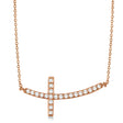 Lab Diamond Sideways Curved Cross Pendant Necklace 14k Rose Gold 0.50ct
