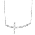 Diamond Sideways Curved Cross Pendant Necklace 14k White Gold 0.50ct